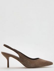 Czółenka ze skóry owczej Reserved beżowe 490ID-80X