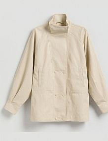 Kurtka z imitacji skóry Reserved beżowa damska 498IA-08X