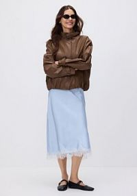 Kurtka z imitacji skóry Reserved brązowa damska 505IA-89X