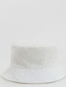 Kapelusz bucket hat z haftem Reserved biały damski 516IE-01X