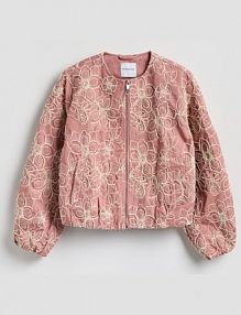 Kurtka bomberka z haftem Reserved różowa 517IA-39X