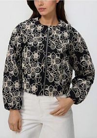 Kurtka bomberka z haftem Reserved czarna 517IA-99X