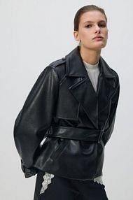 Kurtka z imitacji skóry Reserved czarna damska 523IA-99X