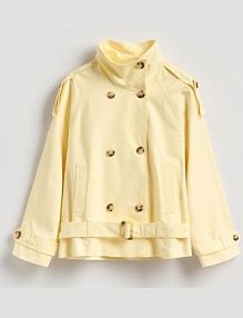 Krótki trencz z bawełny Reserved beżowy 525IA-02X