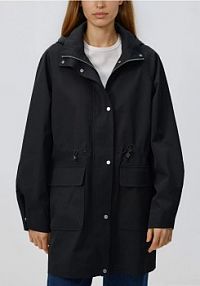 Kurtka parka z kapturem Reserved czarna damska 528IA-99X