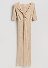 Dzianinowa sukienka midi Reserved beżowa 528IY-08M