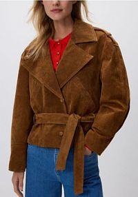 Skórzana kurtka Reserved brązowa damska 532IA-82X