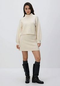 Dzianinowa spódnica mini Reserved beżowa 534HH-02X