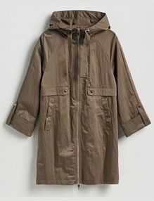 Kurtka parka z kapturem Reserved brązowa damska 541IA-74X