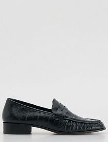Skórzane loafersy Reserved czarne 568ID-99X