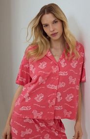 Dwuczęściowa piżama z bawełny Reserved różowa damska 574HS-43X