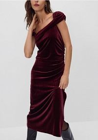 Welurowa sukienka midi Reserved czerwona 651EH-83X