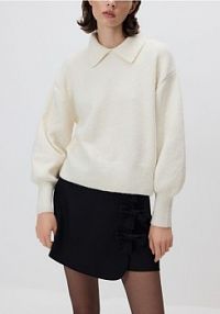 Sweter z kołnierzykiem Reserved beżowy damski 653HO-02X