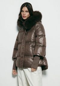 Pikowana kurtka Reserved brązowa damska 672AY-74X