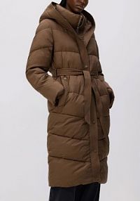 Pikowana kurtka z kapturem Reserved brązowa damska 698HD-74X