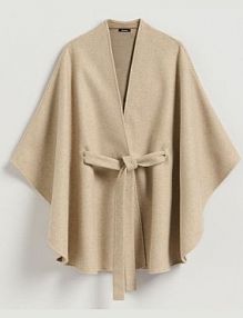Ponczo z wiązaniem Reserved beżowe 706FD-12X
