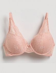 Biustonosz push up z koronką Reserved różowy 728HQ-39X