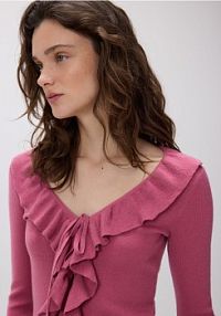 Sweter z falbanką Reserved fioletowy damski 747IM-34X