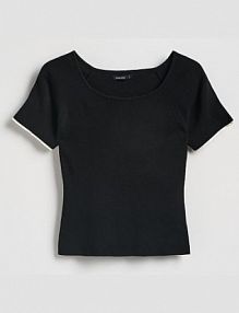 Sweter z krótkim rękawem Reserved czarny damski 757IP-99X