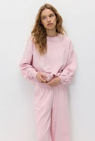 Gładka bluza z bawełną Reserved różowa damska 758HS-03X