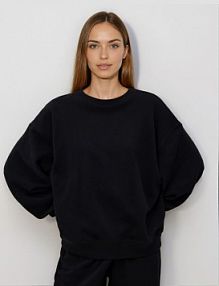 Gładka bluza z bawełną Reserved czarna damska 758HS-99X