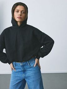 Krótka bluza z bawełną Reserved czarna damska 759HS-99X