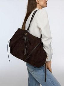 Torebka shopper z imitacji zamszu Reserved brązowa 764CP-89X