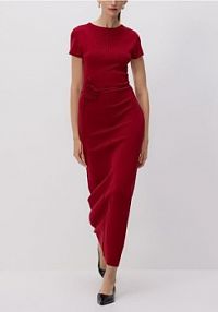 Sukienka maxi z ozdobnym paskiem Reserved czerwona 769JL-33X