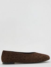 Skórzane baleriny Reserved brązowe 772HV-89X