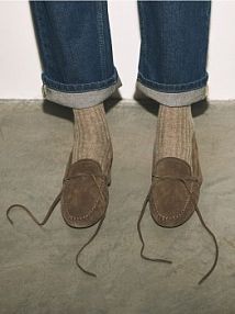 Zamszowe loafersy Reserved brązowe 775ID-84X