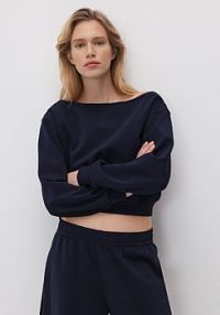 Bluza z odkrytymi ramionami Reserved granatowa damska 801HS-95X