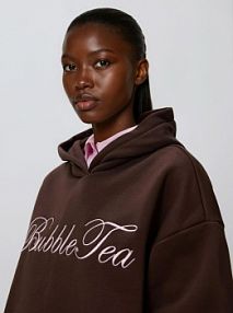 Bluza oversize z haftem Reserved brązowa damska 803HS-88X