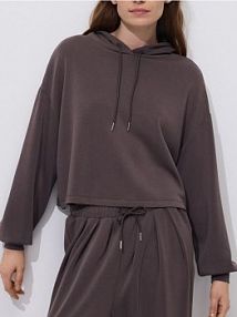 Krótka bluza z wiskozą Reserved brązowa damska 804HS-84X