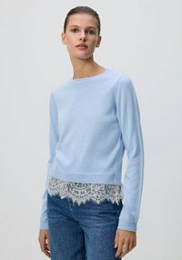 Sweter z koronkowym zdobieniem Reserved niebieski damski 806IM-05X