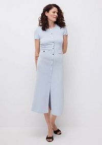 Dzianinowa sukienka maxi Reserved niebieska 806IP-05X