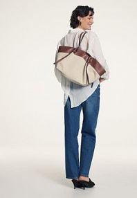 Torebka shopper z lnem Reserved brązowa 808FC-88X