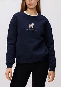 Bluza z haftem Reserved granatowa damska 813HS-59X