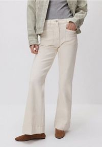 Jeansy flare Reserved beżowe damskie 827IU-02J