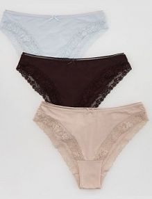 Majtki figi z koronką 3 pack Reserved beżowe 829HQ-08X