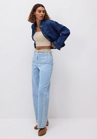 Jeansy wide leg z paskiem Reserved niebieskie damskie 829IU-50J