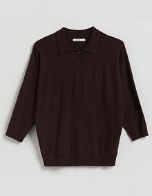 Sweter polo z wiskozą Reserved brązowy damski 833IP-88X