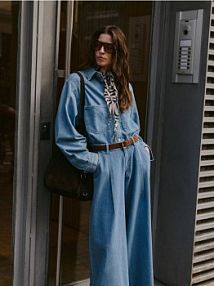 Jeansy wide leg z przeszyciem Reserved niebieskie damskie 842IU-50J