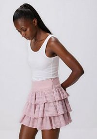 Spódnica mini z falbanami Reserved różowa 844HS-03X