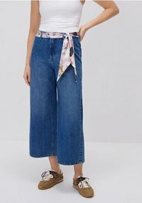 Jeansy culotte z chustką Reserved niebieskie damskie 846IU-50J