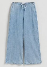 Jeansy wide leg z wiązaniem Reserved niebieskie damskie 853IU-05J