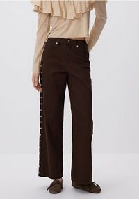 Jeansy wide leg z aplikacją Reserved brązowe damskie 855JH-88J