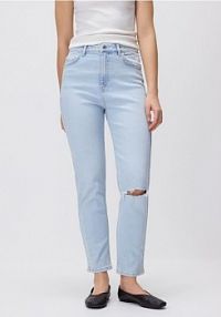 Jeansy mom fit z rozcięciem Reserved niebieskie damskie 858JH-05J