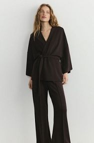 Bluza kimono z modalem Reserved brązowa damska 863GA-89X