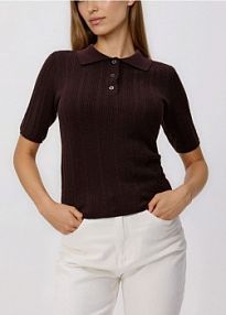 Sweter polo z wełną Reserved brązowy damski 913IP-88X