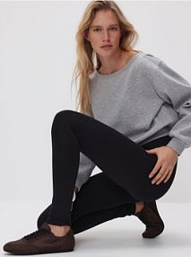 Gładkie legginsy Reserved czarne damskie 921HS-99X